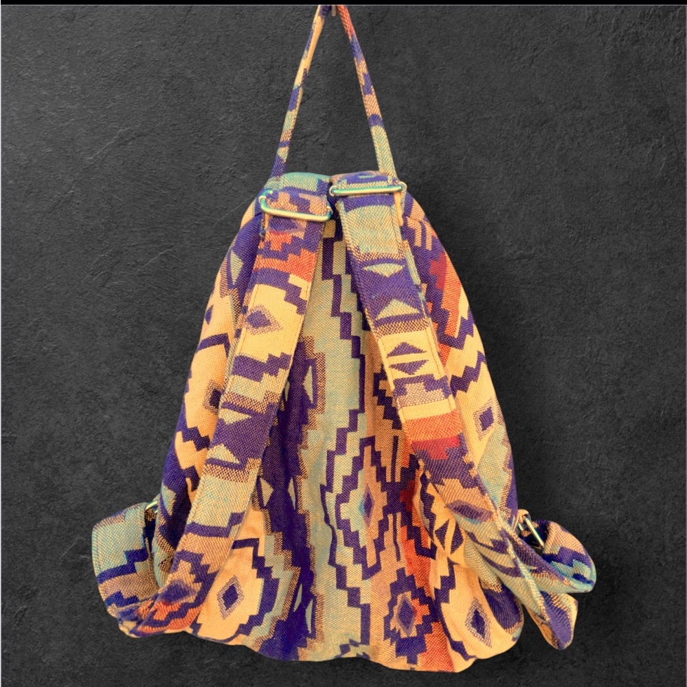 UO Urban Outfitters Southwest Western Aztec Stud Accent Drawstring Backpack Bag - Picture 4 of 13